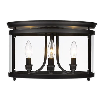 Payton Flush Mount in Matte Black with Clear Glass - Matte Black / Clear Glass / Clear - Golden Lighting