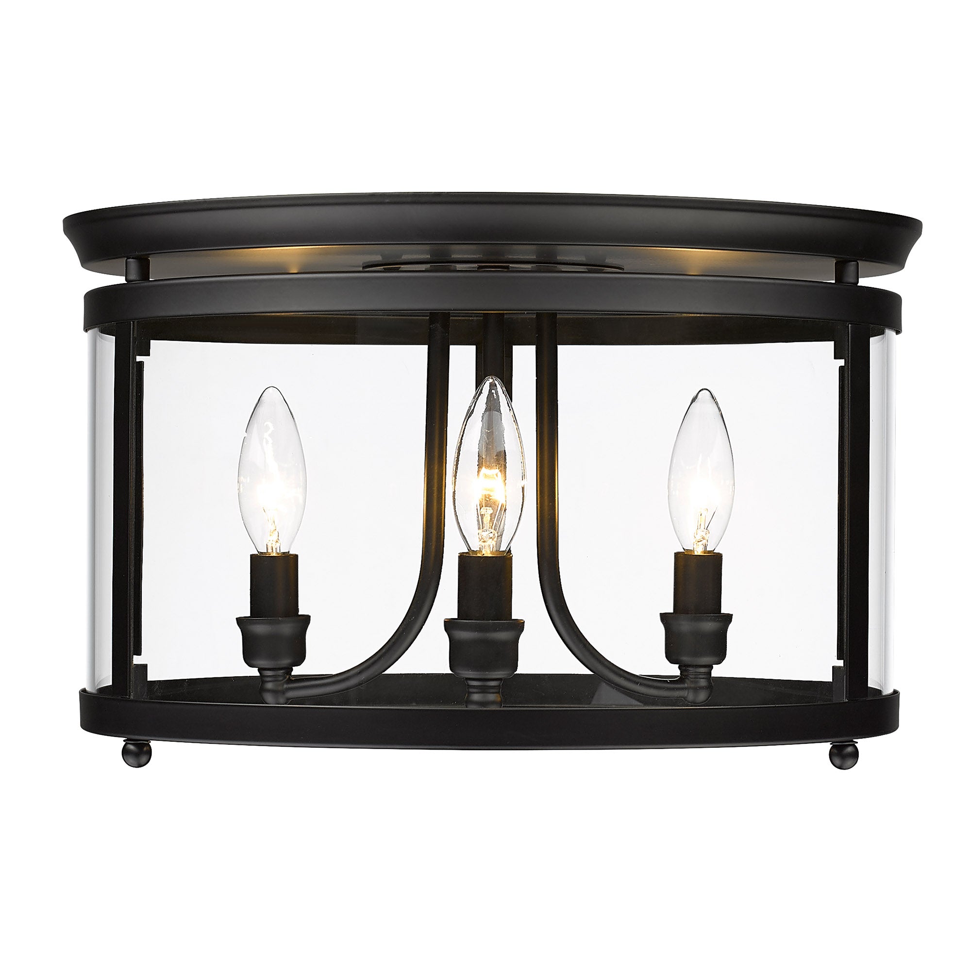 Payton Flush Mount in Matte Black with Clear Glass - Default Title - Golden Lighting