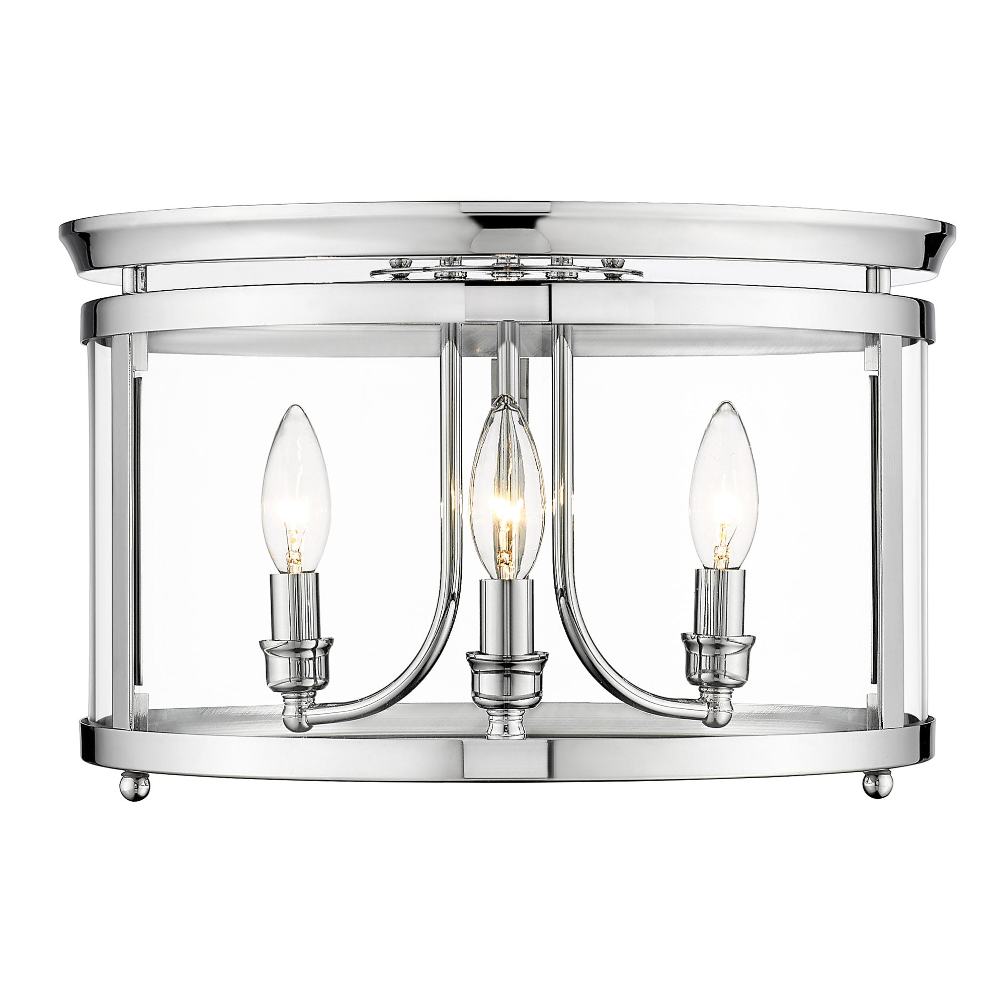 Payton Flush Mount in Chrome with Clear Glass - Chrome / Clear Glass / Clear - Golden Lighting