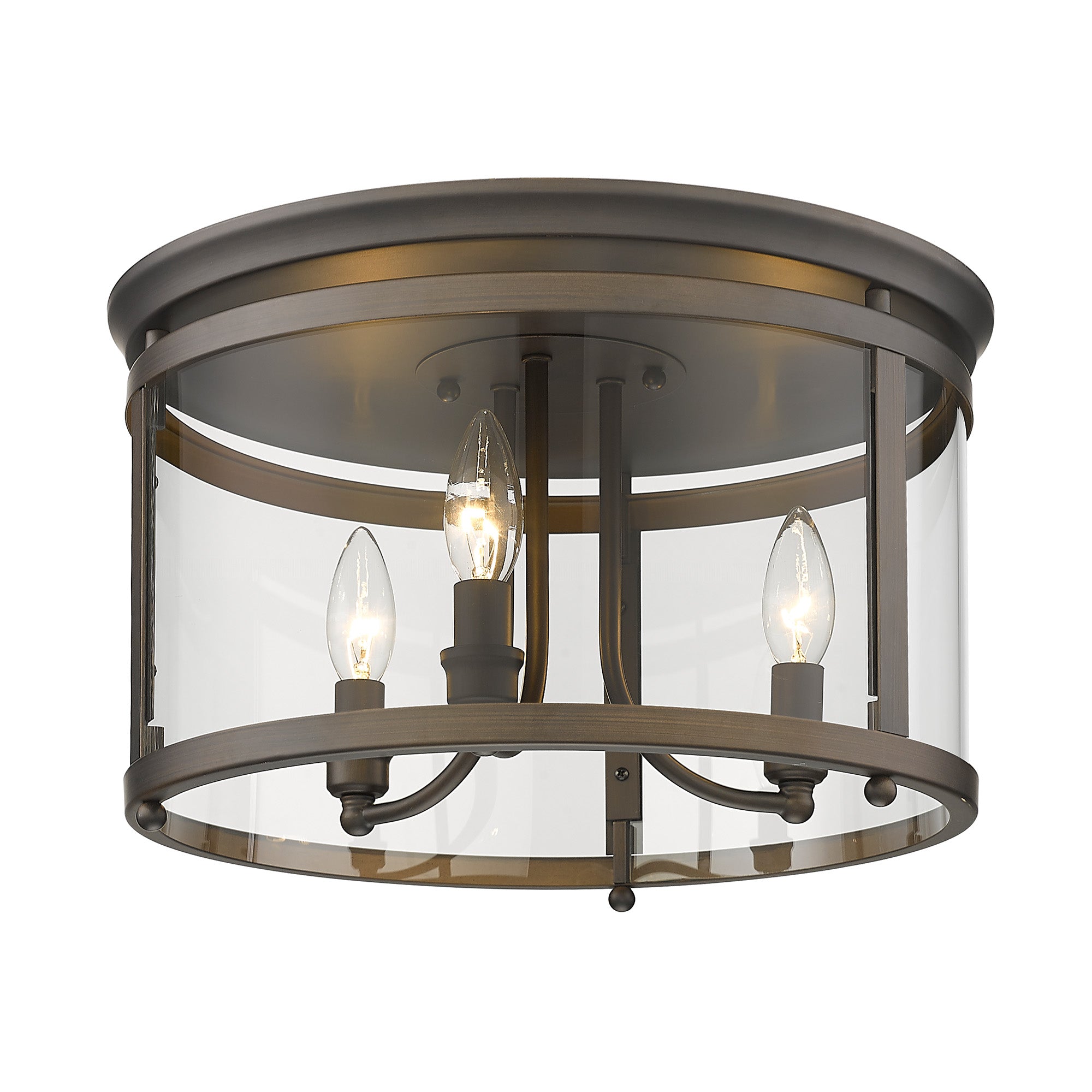 Payton RBZ 3 Light Flush Mount in Rubbed Bronze - - Golden Lighting