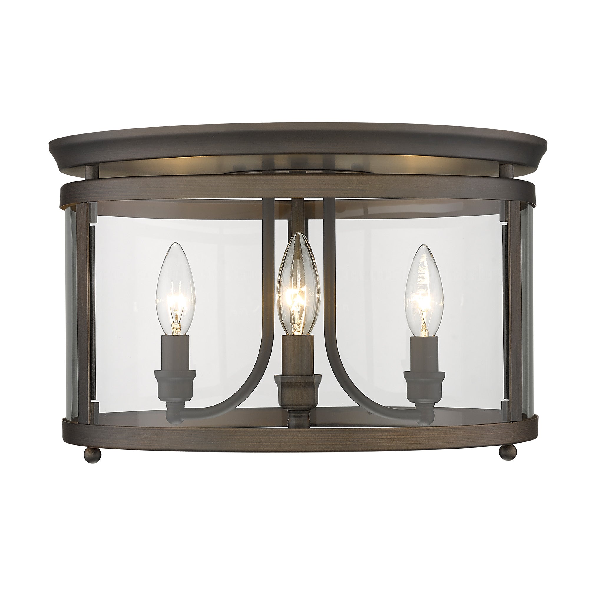 Payton RBZ 3 Light Flush Mount in Rubbed Bronze - Rubbed Bronze / Clear Glass / Clear - Golden Lighting