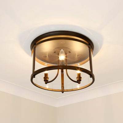 Golden Lighting Payton 3-light Flush Mount in Rubbed Bronze - - Golden Lighting