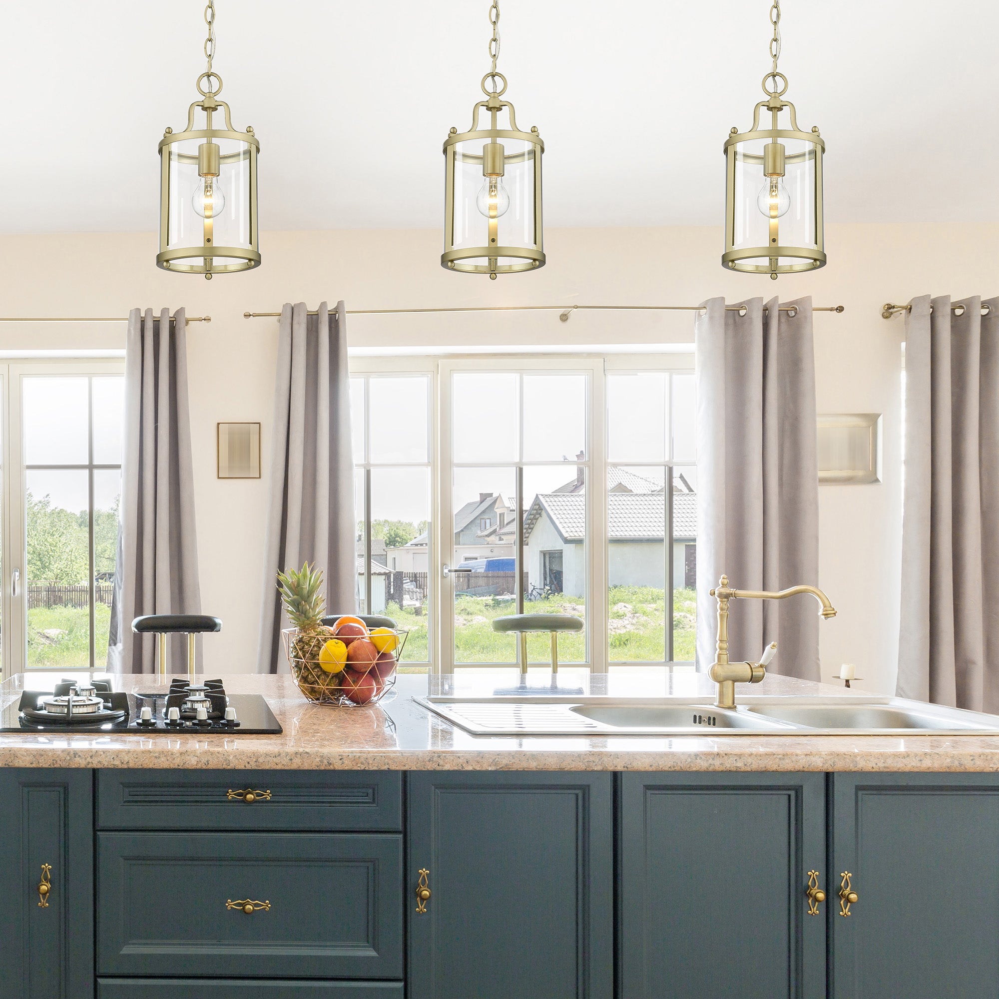 Payton BCB Mini Pendant in Brushed Champagne Bronze with Clear Glass Shade - Default Title - Golden Lighting