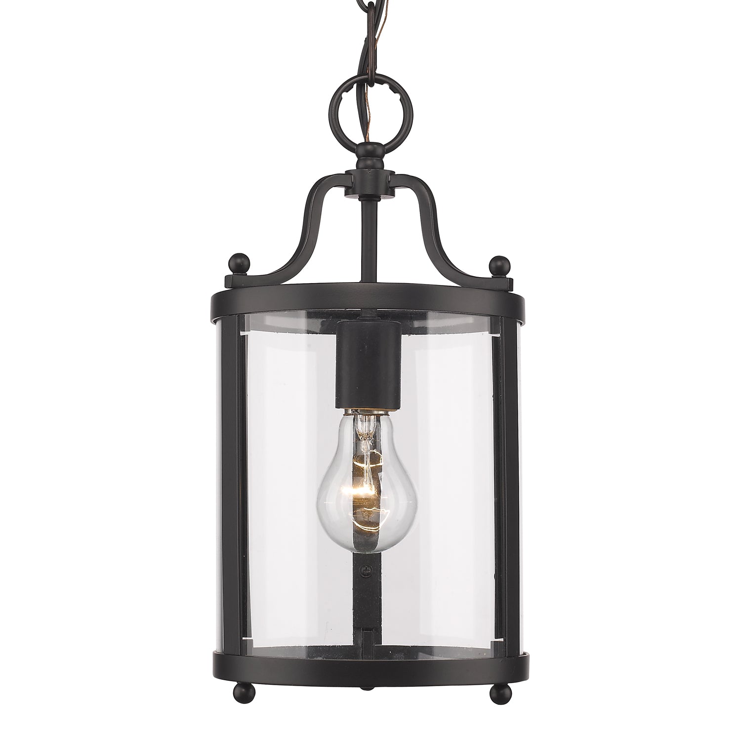 Payton Mini Pendant in Matte Black with Clear Glass - - Golden Lighting