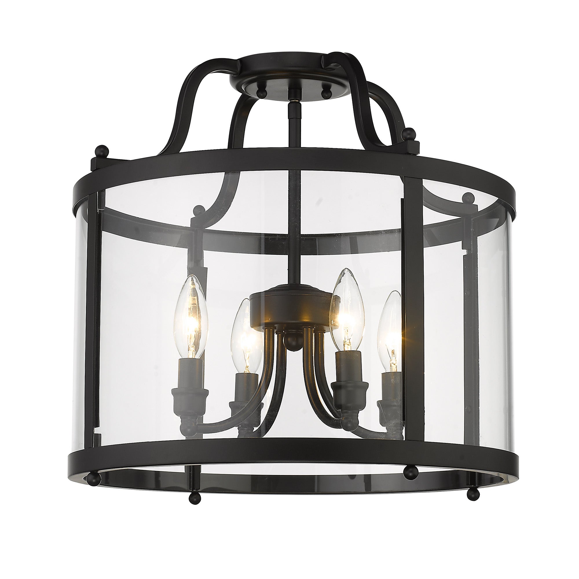 Payton Semi-Flush in Matte Black with Clear Glass - - Golden Lighting