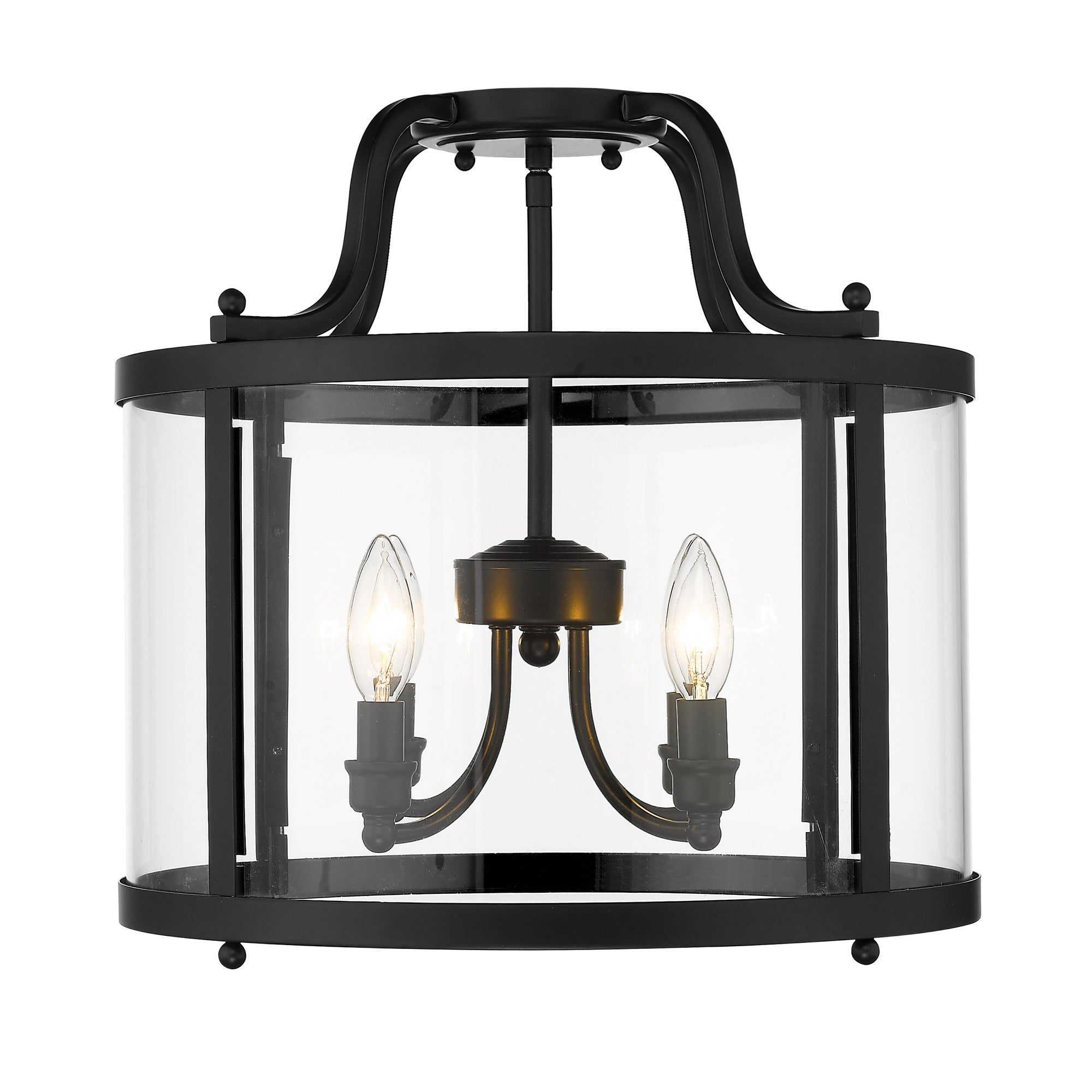 Payton Semi-Flush in Matte Black with Clear Glass - Matte Black / Clear Glass / Clear - Golden Lighting