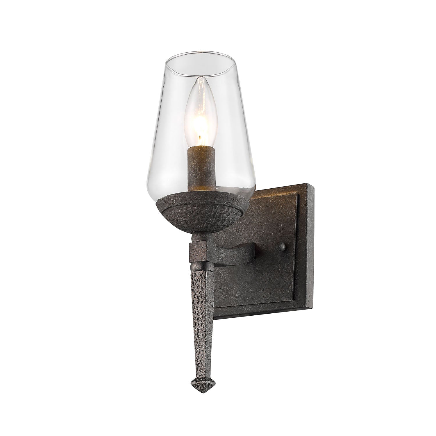 Marcellis 1 Light Wall Sconce in Dark Natural Iron with Clear Glass - Dark Natural Iron / Clear Glass / Clear - Golden Lighting