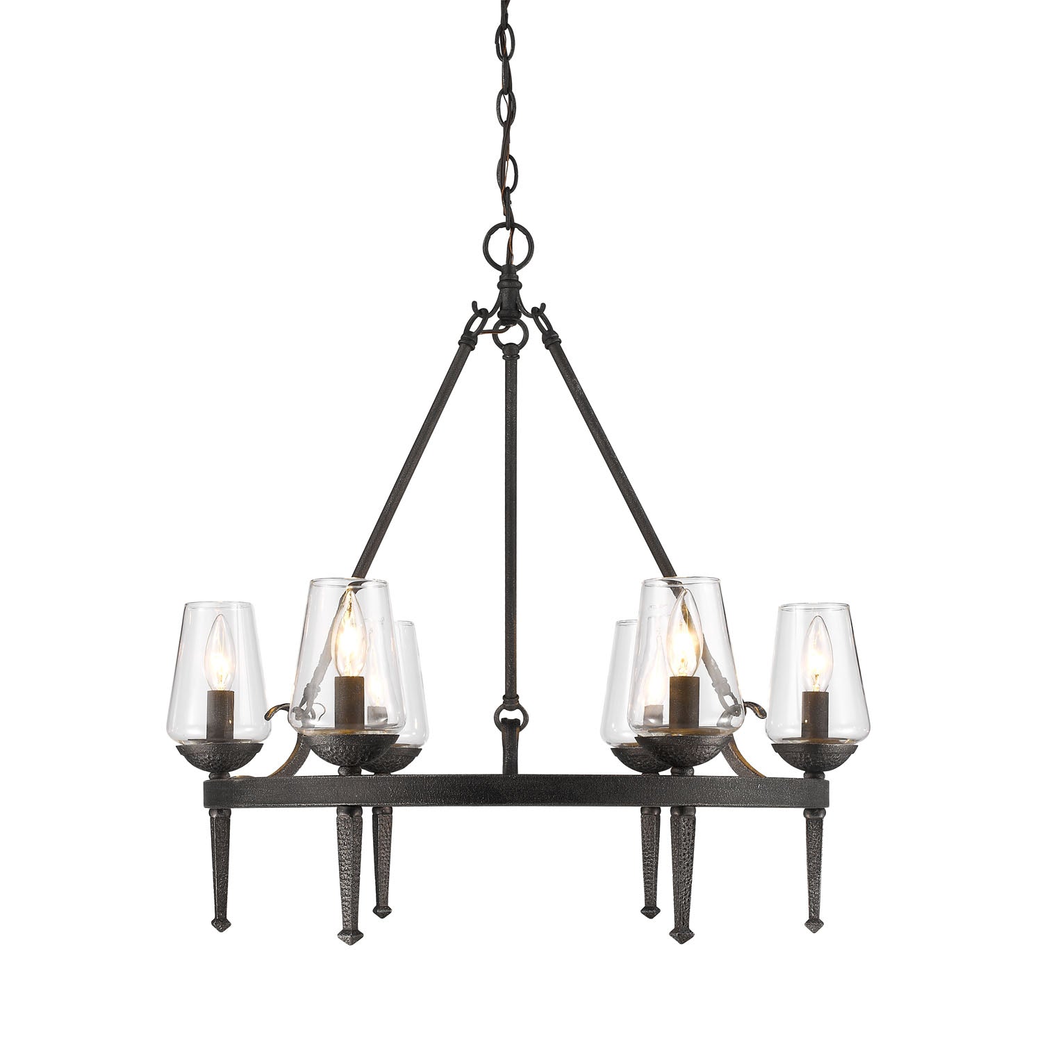 Marcellis 6 Light Chandelier in Dark Natural Iron with Clear Glass - - Golden Lighting