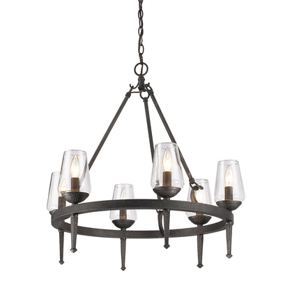 Marcellis 6 Light Chandelier in Dark Natural Iron with Clear Glass - Dark Natural Iron / Clear Glass / Clear - Golden Lighting