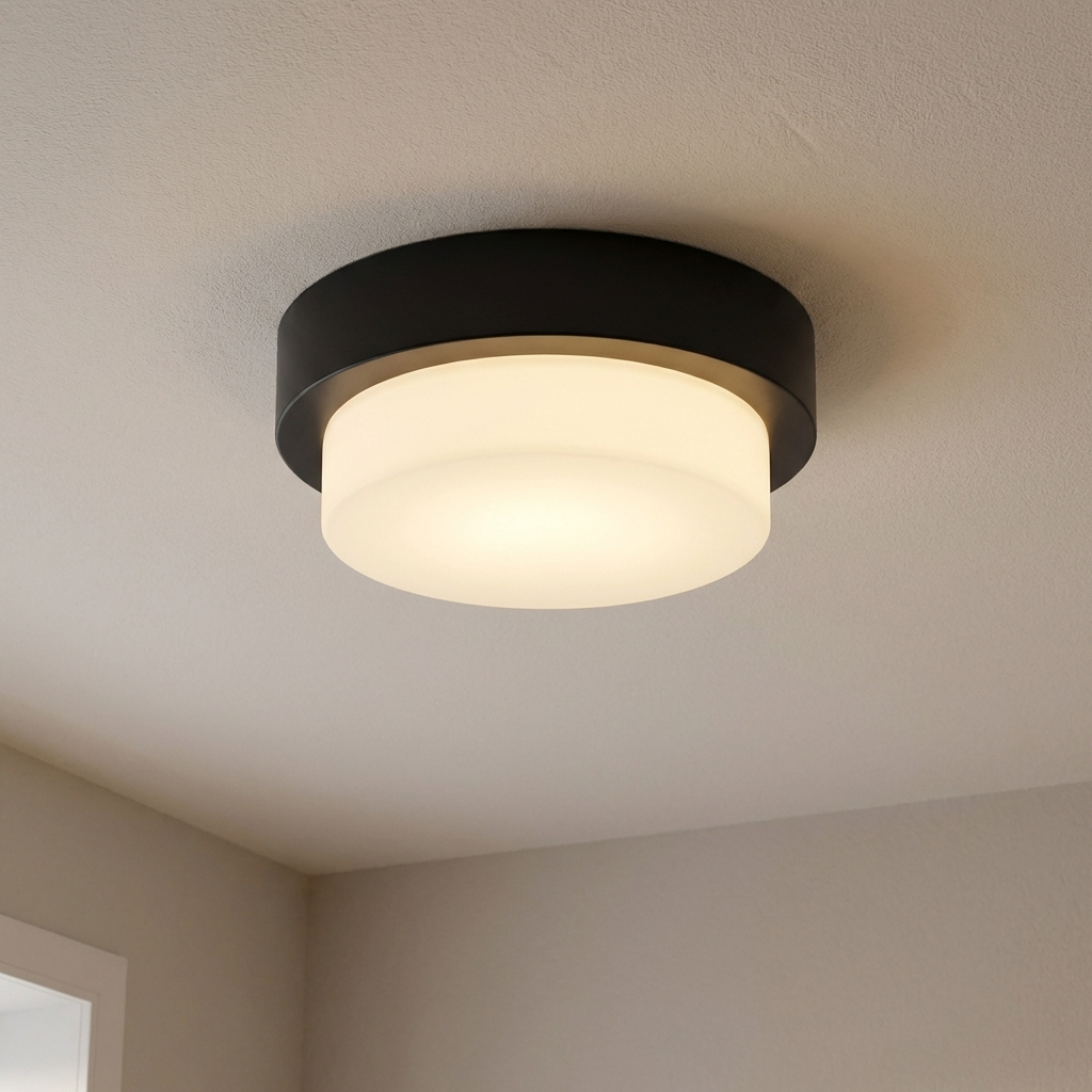 Morgon 1-light Flush Mount in Matte Black, alternate view - Golden Lighting