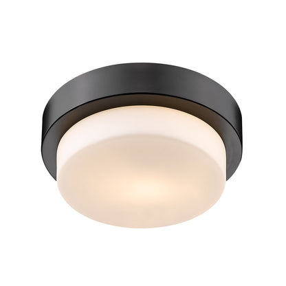 Multi-Family 9" Flush Mount in Matte Black with Opal Glass - Matte Black / Opal / White - Golden Lighting