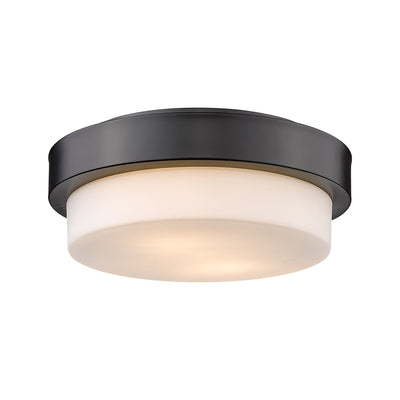 Morgon 2-light 11" Flush Mount in Matte Black and Opal Glass, alternate view - Golden Lighting