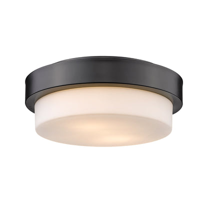 Morgon 2-light 11" Flush Mount in Matte Black and Opal Glass