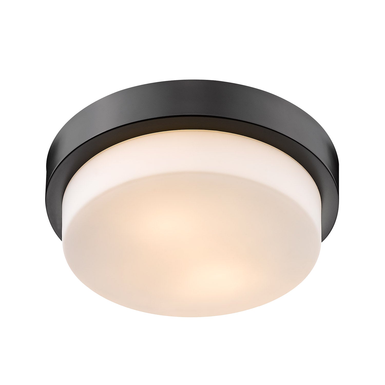 Morgon 2-light 11" Flush Mount in Matte Black and Opal Glass