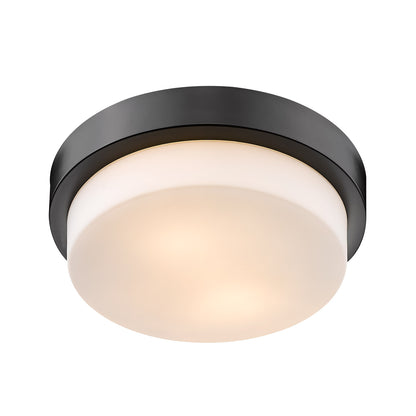Morgon 2-light 11" Flush Mount in Matte Black and Opal Glass