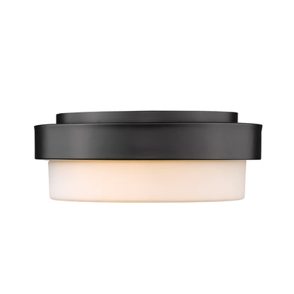 Morgon 2-light 11" Flush Mount in Matte Black and Opal Glass