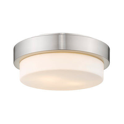 Morgon 2-light 11" Flush Mount in Pewter and Opal Glass - Golden Lighting