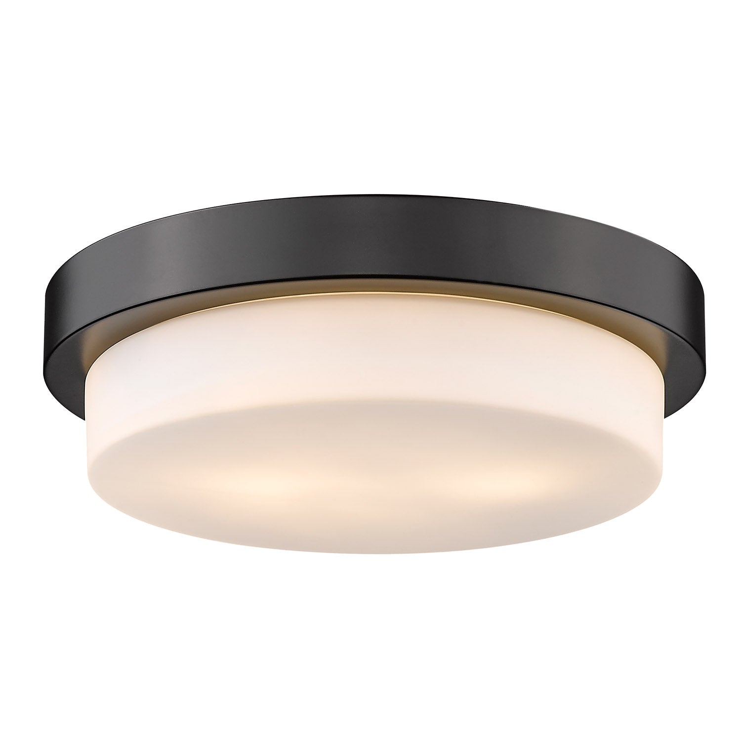 Morgon 2-light 13" Flush Mount in Matte Black and Opal Glass