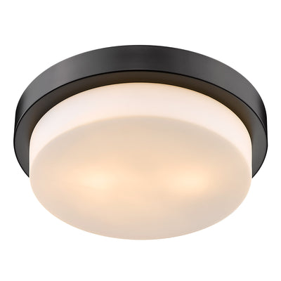 Morgon 2-light 13" Flush Mount in Matte Black and Opal Glass - Golden Lighting