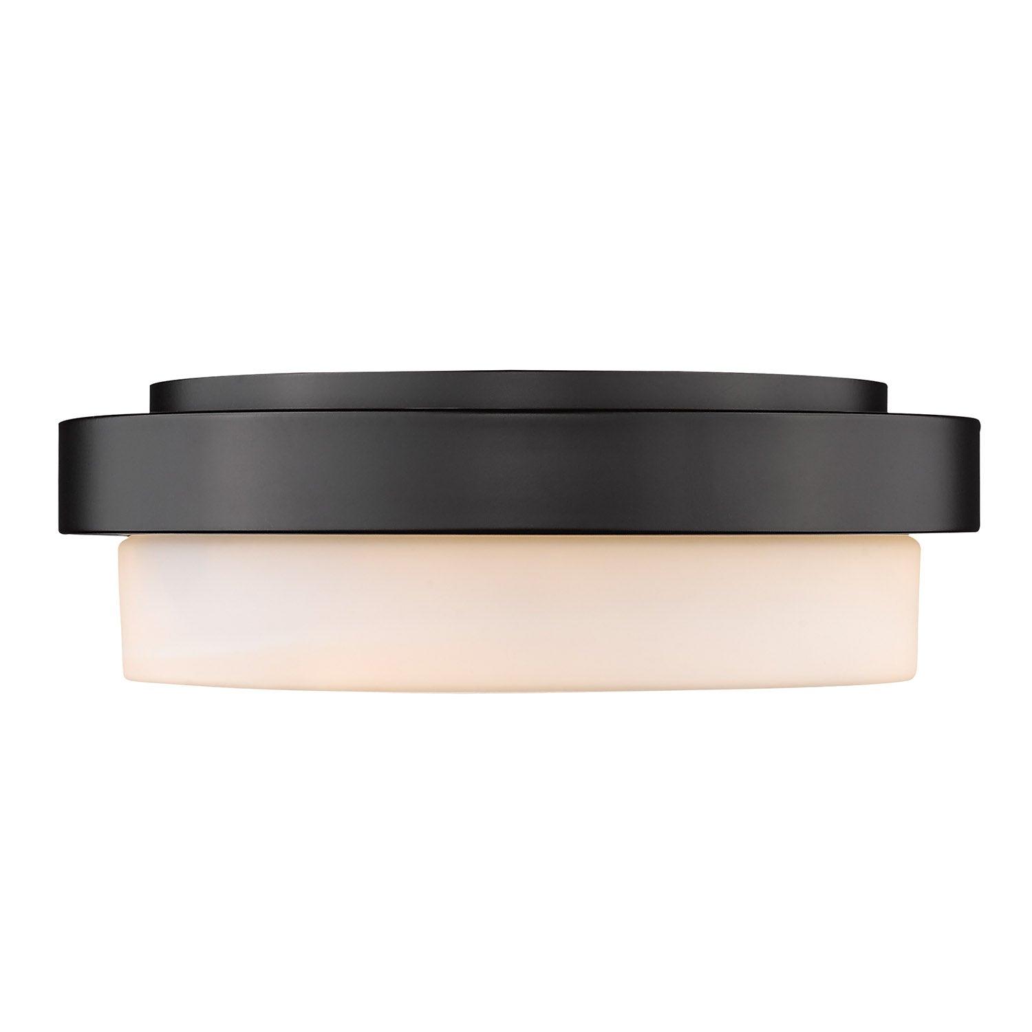 Morgon 2-light 13" Flush Mount in Matte Black and Opal Glass