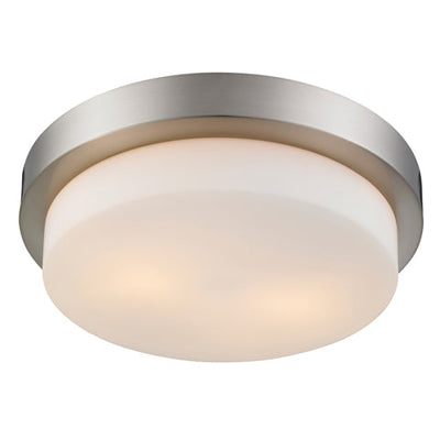 Morgon 2-light 13" Flush Mount in Pewter and Opal Glass - - Golden Lighting