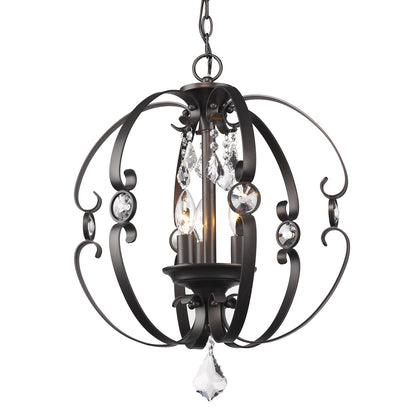 Ella 3 Light Pendant in Etruscan Bronze - Brushed Etruscan Bronze / No Shade / N/A - Golden Lighting