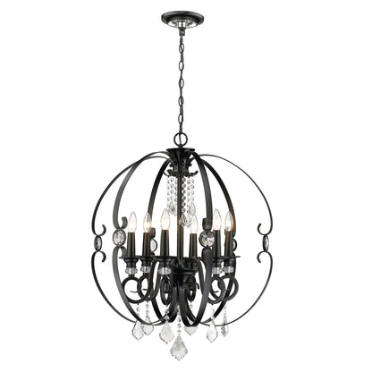 Ella 6 Light Chandelier - Matte Black / No Shade / NA - Golden Lighting