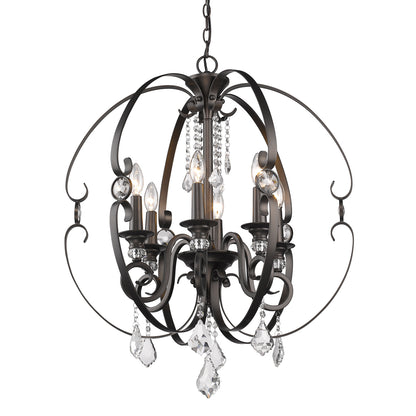 Ella 6 Light Chandelier in Brushed Etruscan Bronze - Brushed Etruscan Bronze / No Shade / NA - Golden Lighting