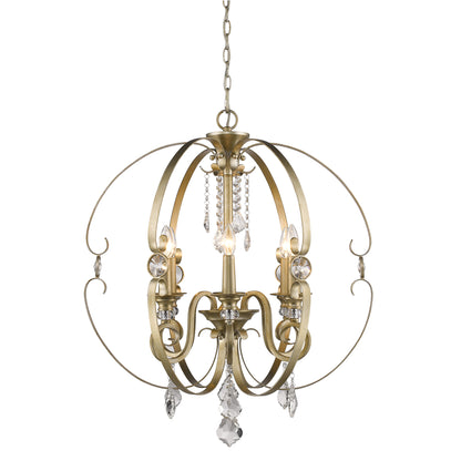 Ella 6 Light Chandelier in White Gold - White Gold / No Shade / NA - Golden Lighting