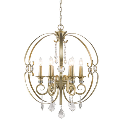 Ella 6 Light Chandelier in White Gold - - Golden Lighting