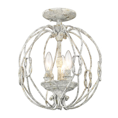 Antoinette 3-light Semi-Flush Mount in Oyster, alternate view - Golden Lighting