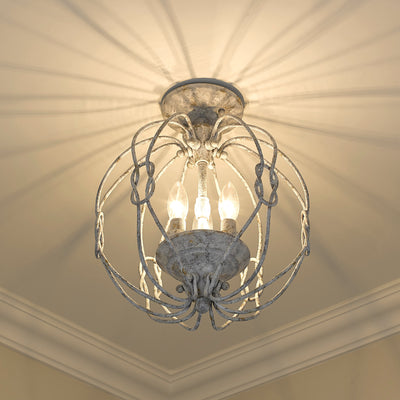 Antoinette 3-light Semi-Flush Mount in Oyster, room scene detail - Golden Lighting