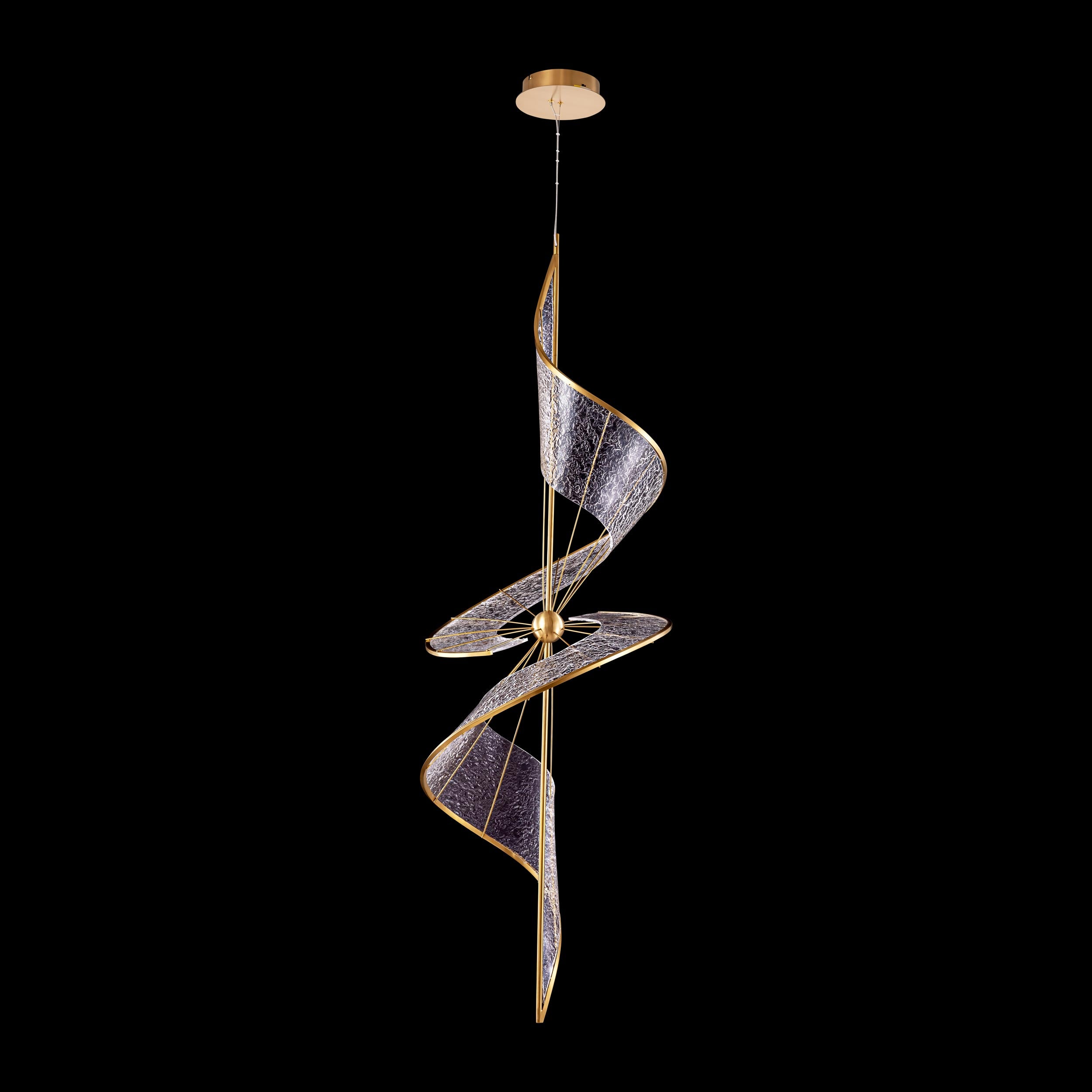 Ziva by Golden Lighting Aurora Integrated LED 71"H Pendant in Brushed Champagne - - Golden Lighting