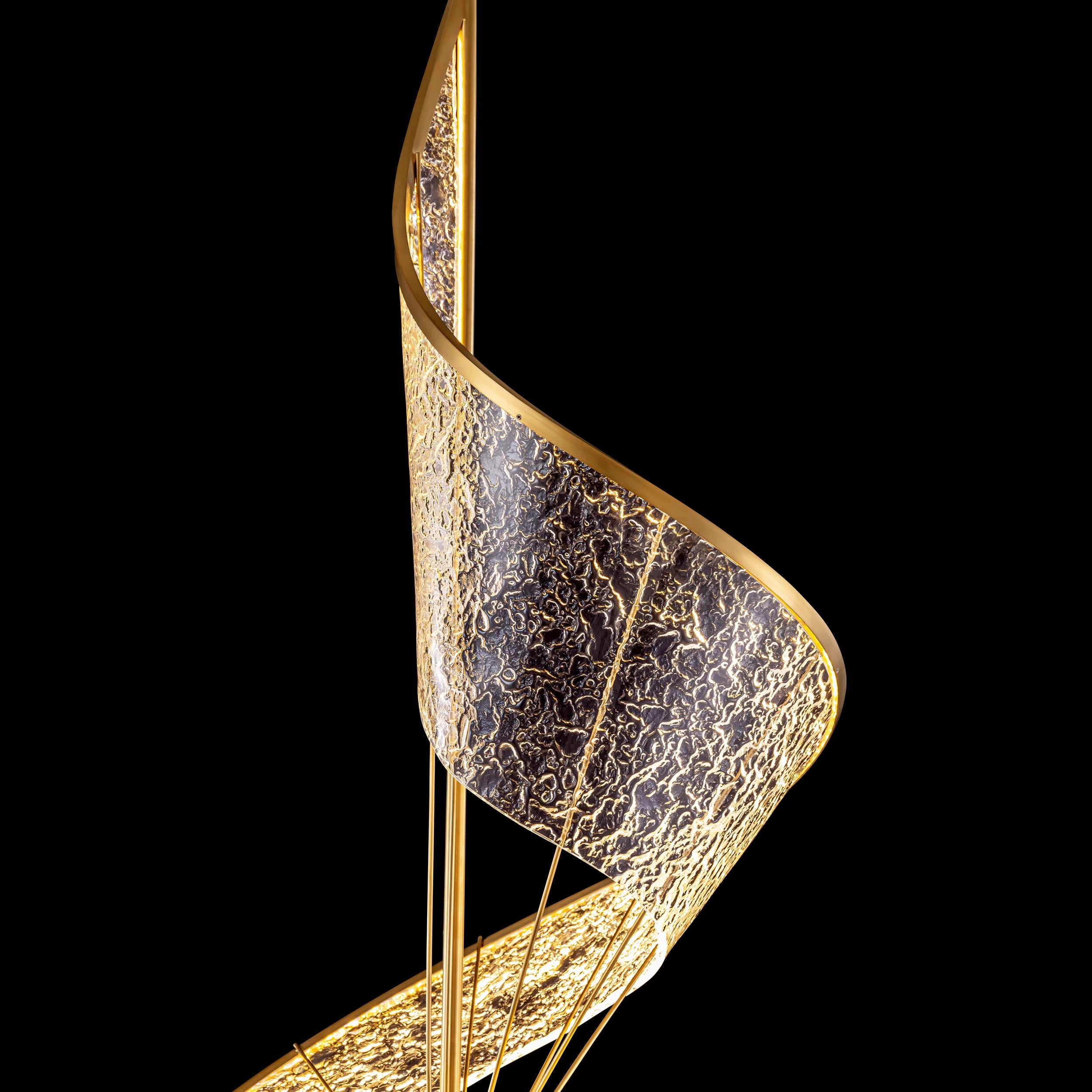 Ziva by Golden Lighting Aurora Integrated LED 71"H Pendant in Brushed Champagne - - Golden Lighting