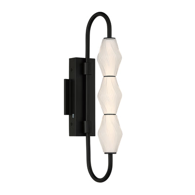 Golden Lighting Geode Integrated LED 21.5in Outdoor Wall in Matte Black with Fluted Striped Glass - - Golden Lighting