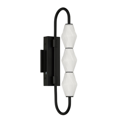 Golden Lighting Geode Integrated LED 21.5in Outdoor Wall in Matte Black with Fluted Striped Glass - - Golden Lighting