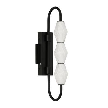 Golden Lighting Geode Integrated LED 21.5in Outdoor Wall in Matte Black with Fluted Striped Glass - - Golden Lighting