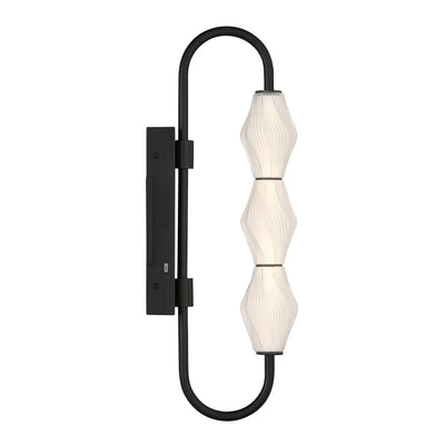 Golden Lighting Geode Integrated LED 21.5in Outdoor Wall in Matte Black with Fluted Striped Glass - - Golden Lighting