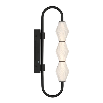 Golden Lighting Geode Integrated LED 21.5in Outdoor Wall in Matte Black with Fluted Striped Glass - - Golden Lighting
