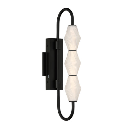 Golden Lighting Geode Integrated LED 21.5in Outdoor Wall in Matte Black with Fluted Striped Glass
