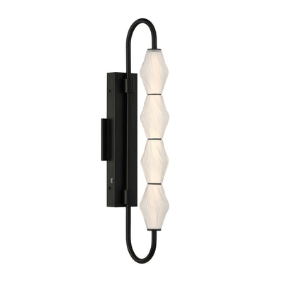 Golden Lighting Geode Integrated LED 27in Outdoor Wall in Matte Black with Fluted Striped Glass - - Golden Lighting