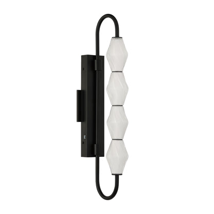 Golden Lighting Geode Integrated LED 27in Outdoor Wall in Matte Black with Fluted Striped Glass - - Golden Lighting