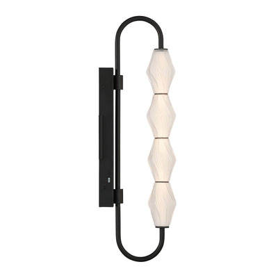 Golden Lighting Geode Integrated LED 27in Outdoor Wall in Matte Black with Fluted Striped Glass - - Golden Lighting
