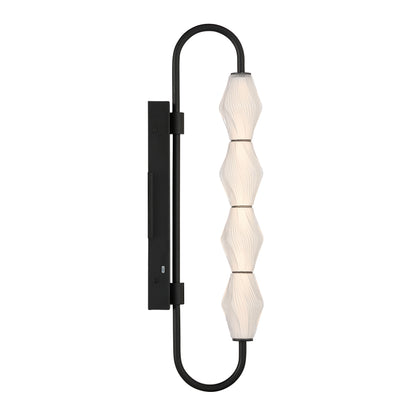 Golden Lighting Geode Integrated LED 27in Outdoor Wall in Matte Black with Fluted Striped Glass - - Golden Lighting