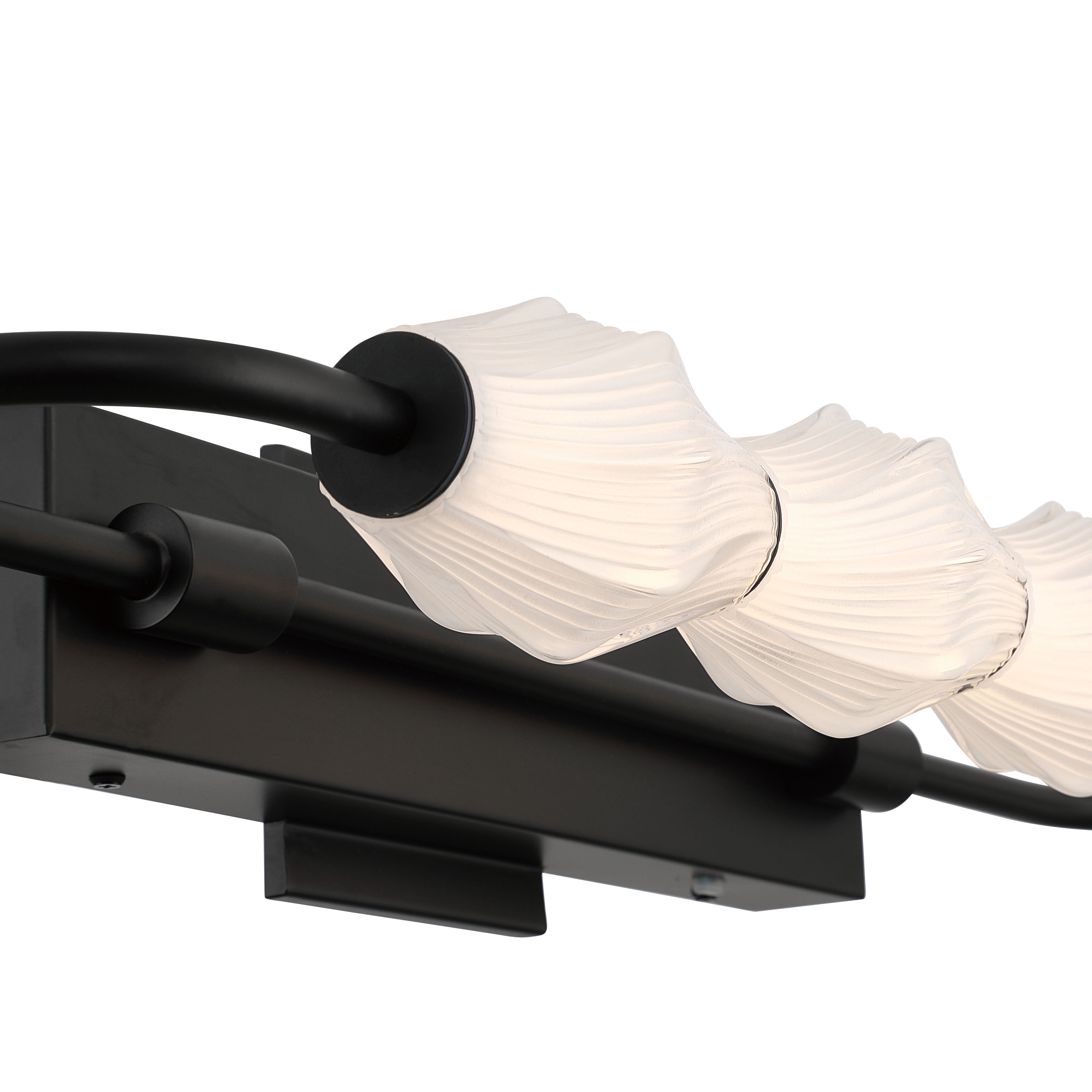 Golden Lighting Geode Integrated LED 27in Outdoor Wall in Matte Black with Fluted Striped Glass - - Golden Lighting