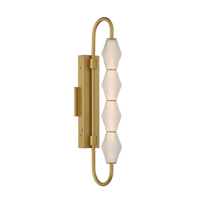 Golden Lighting Geode Integrated LED 27in Outdoor Wall in Satin Brushed Gold with Fluted Striped Glass - - Golden Lighting