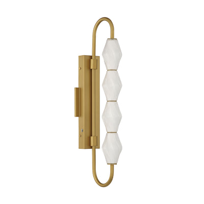 Golden Lighting Geode Integrated LED 27in Outdoor Wall in Satin Brushed Gold with Fluted Striped Glass - - Golden Lighting