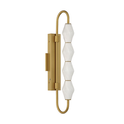 Golden Lighting Geode Integrated LED 27in Outdoor Wall in Satin Brushed Gold with Fluted Striped Glass - - Golden Lighting