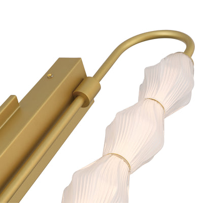 Golden Lighting Geode Integrated LED 27in Outdoor Wall in Satin Brushed Gold with Fluted Striped Glass - - Golden Lighting