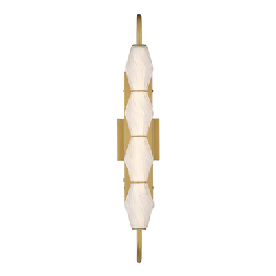 Golden Lighting Geode Integrated LED 27in Outdoor Wall in Satin Brushed Gold with Fluted Striped Glass - - Golden Lighting